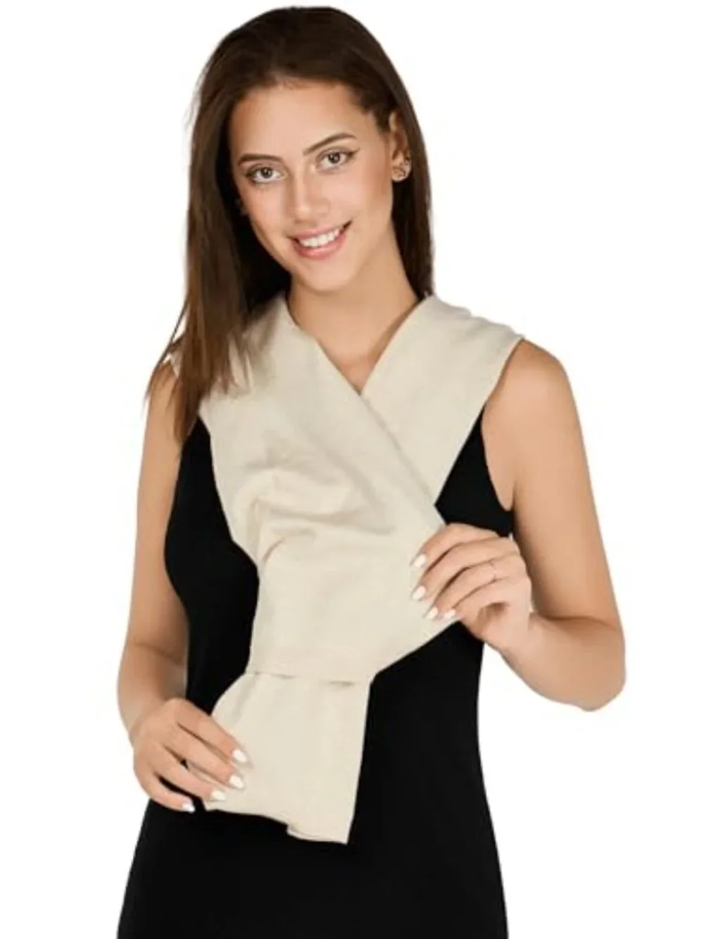 Knitted Shawl Wrap with Sleeves, Viscose Blend, 4-Way Wear, 57